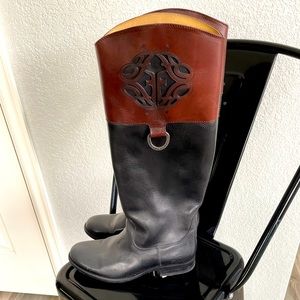 Brown and black Frye boots